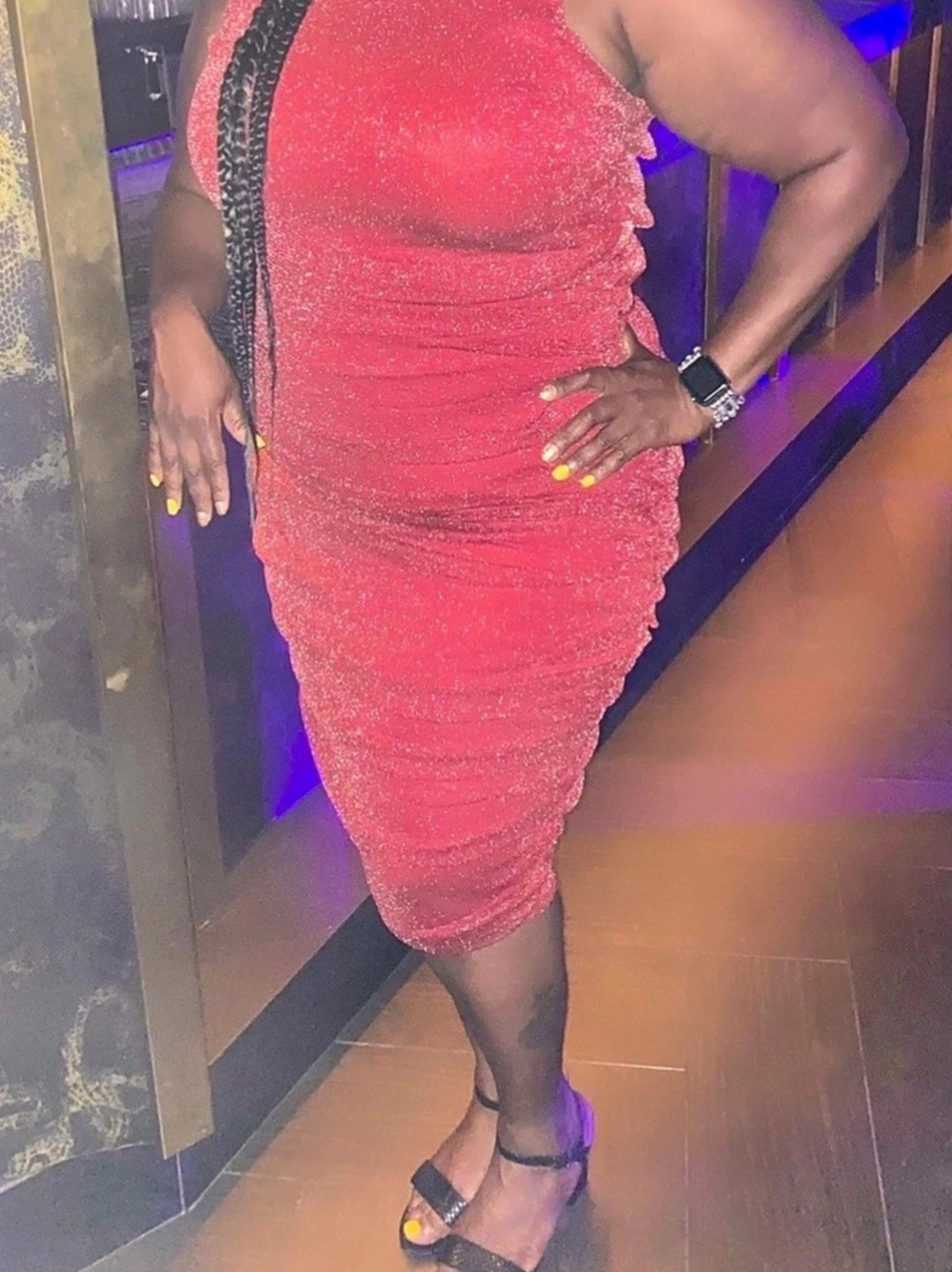 Fashion Nova Ruched Midi Dress in Red Size 2X